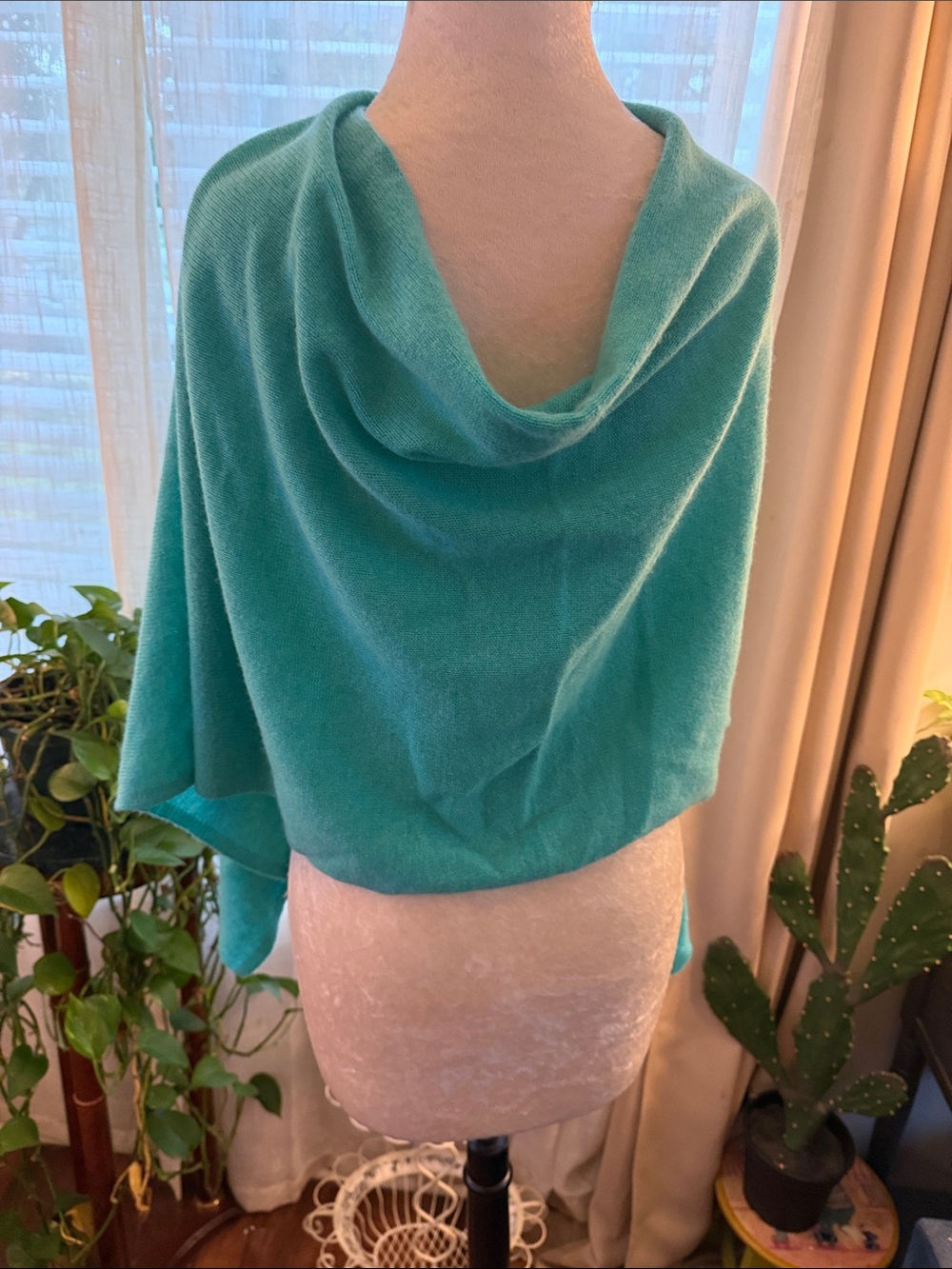 Elegant Teal Cashmere Wrap Scarf for Women